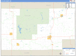 Taylor County, WI Zip Code Wall Map