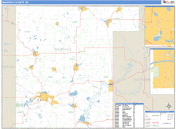 Waupaca County, WI Zip Code Wall Map