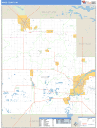 Wood County, WI Zip Code Wall Map