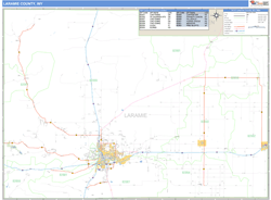 Laramie County, WY Zip Code Wall Map