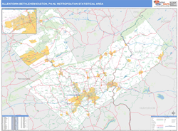 Allentown-Bethlehem-Easton Metro Area Wall Map