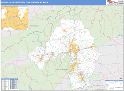 Asheville Metro Area Wall Map