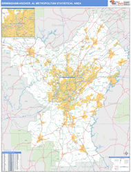 Birmingham-Hoover Metro Area Wall Map