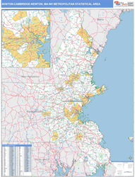 Boston-Cambridge-Newton Metro Area Wall Map