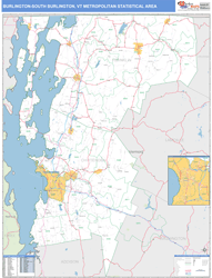 Burlington-South Burlington Metro Area Wall Map