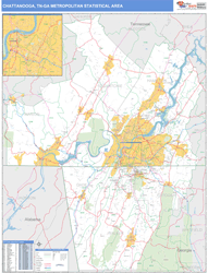 Chattanooga Metro Area Wall Map