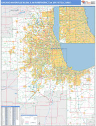 Chicago-Naperville-Elgin Metro Area Wall Map