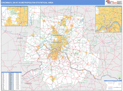 Cincinnati Metro Area Wall Map
