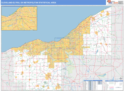 Cleveland-Elyria Metro Area Wall Map