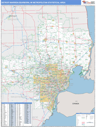 Detroit-Warren-Dearborn Metro Area Wall Map