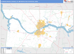 Florence-Muscle Shoals Metro Area Wall Map