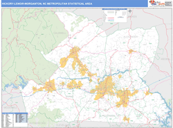 Hickory-Lenoir-Morganton Metro Area Wall Map