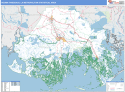 Houma-Thibodaux Metro Area Wall Map