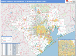 Houston-The Woodlands-Sugar Land Metro Area Wall Map