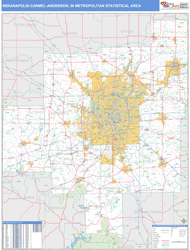 Indianapolis-Carmel-Anderson Metro Area Wall Map