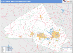 Killeen-Temple Metro Area Wall Map