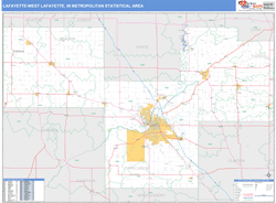 Lafayette-West Lafayette Metro Area Wall Map