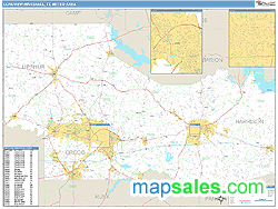 Longview-Marshall Metro Area Wall Map