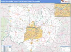 Louisville-Jefferson County Metro Area Wall Map