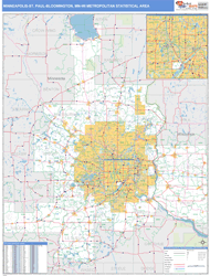 Minneapolis-St. Paul-Bloomington Metro Area Wall Map