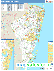 Monmouth-Ocean Metro Area Wall Map