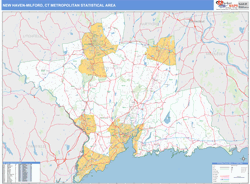 New Haven-Milford Metro Area Wall Map