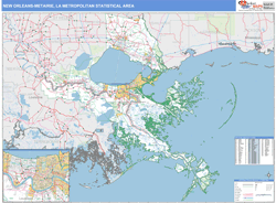 New Orleans-Metairie Metro Area Wall Map