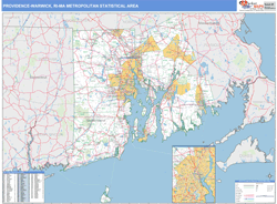 Providence-Warwick Metro Area Wall Map