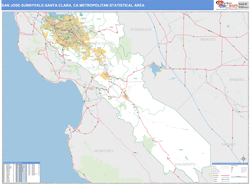 San Jose-Sunnyvale-Santa Clara Metro Area Wall Map