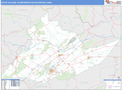 State College Metro Area Wall Map