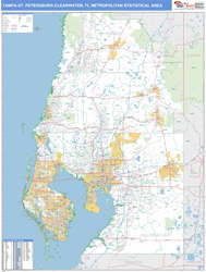 Tampa-St Petersburg-Clearwater Metro Area Wall Map