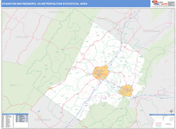 Staunton-Waynesboro Metro Area Wall Map