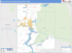 Coeur d'Alene Metro Area Wall Map