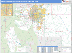 Denver-Aurora-Lakewood Metro Area Wall Map