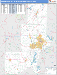 Durham-Chapel Hill Metro Area Wall Map