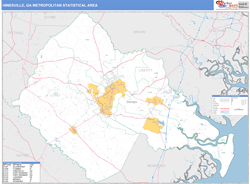 Hinesville Metro Area Wall Map