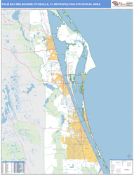Palm Bay-Melbourne-Titusville Metro Area Wall Map