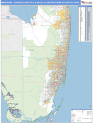Miami-Fort Lauderdale-West Palm Beach Metro Area Wall Map