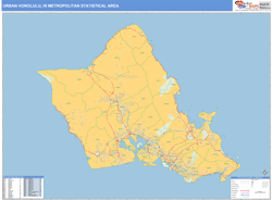 Urban Honolulu Metro Area Wall Map