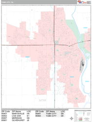 Yuba City Wall Map