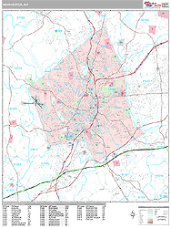 Worcester Wall Map