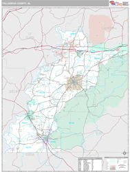 Talladega County, AL Wall Map