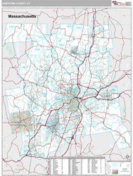 Hartford County, CT Zip Code Wall Map