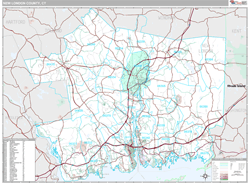 New London County, CT Zip Code Wall Map