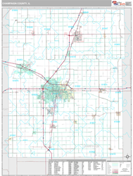 Champaign County, IL Wall Map