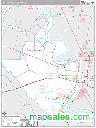 W. Baton Rouge County, LA Wall Map