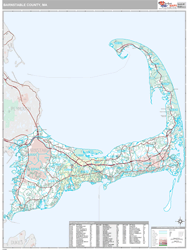 Barnstable County, MA Wall Map