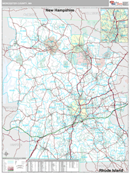 Worcester County, MA Wall Map