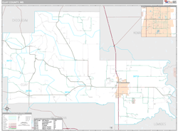 Clay County, MS Wall Map