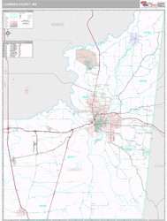 Lowndes County, MS Wall Map